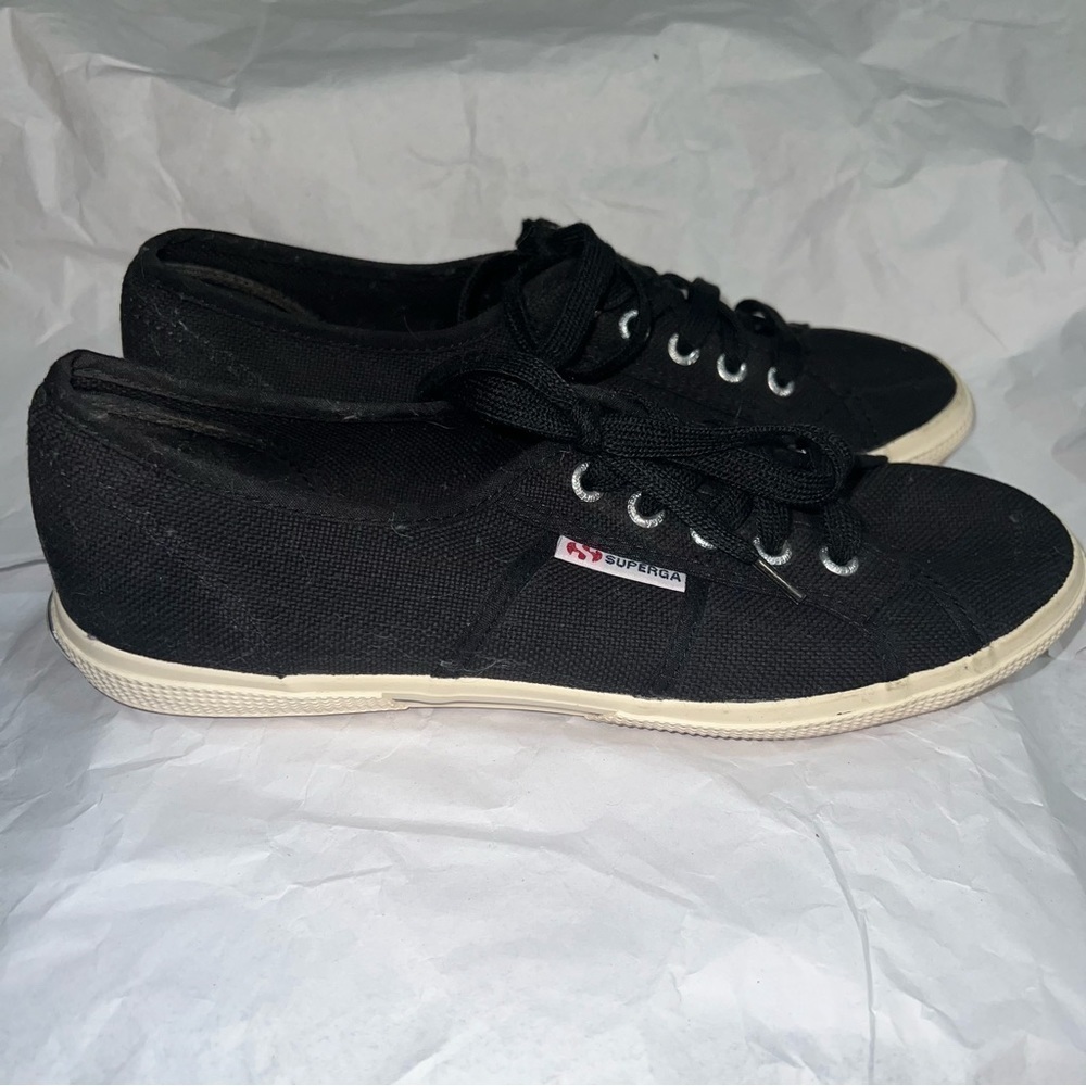 Superga 2750 Cotu Black Canvas Low lace up Sneakers Size 40